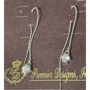 Premier Designs Ball Chain Silver Threader Earrings